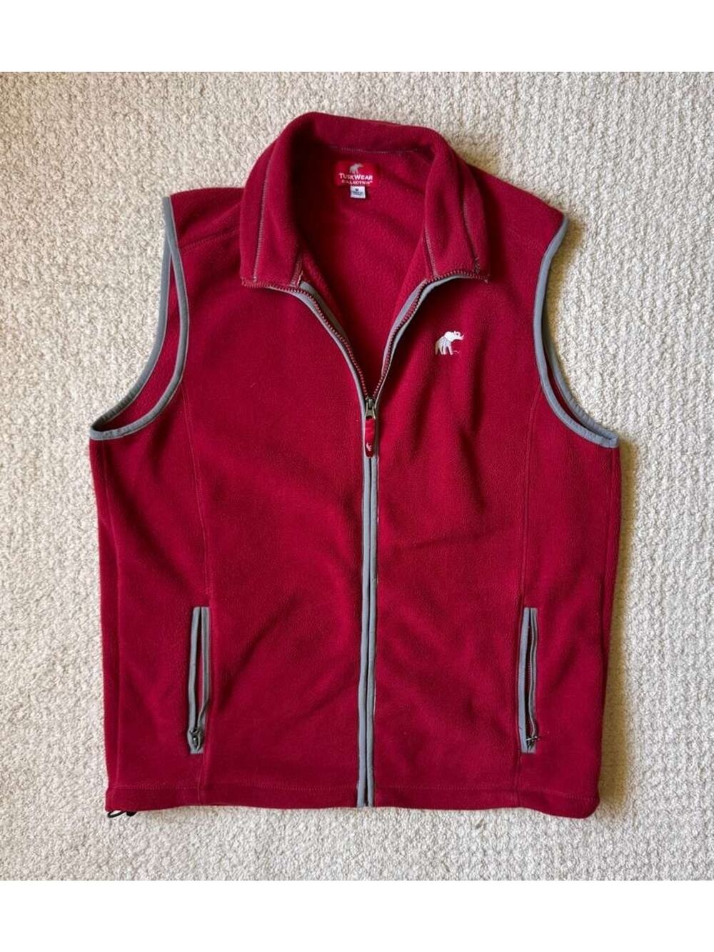 Alabama Crimson Tide TuskWear Fleece Vest Mens Medium Full Zip Red NCAA Elephant